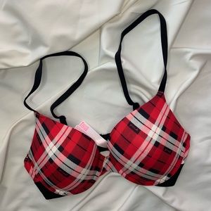 Pink Plaid Push Up Bra